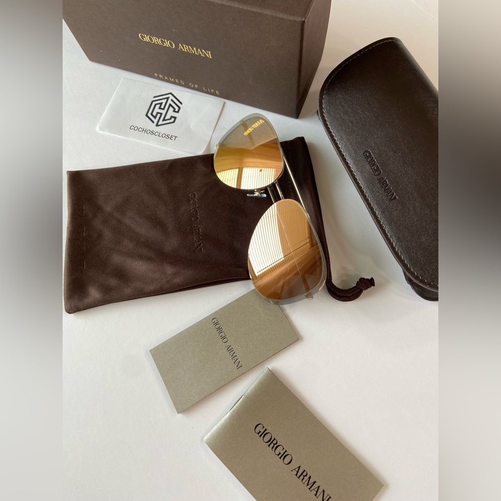 Giorgio Armani Pilot Sunglasses AR6084 Rose Gold Aviator - Picture 10 of 12